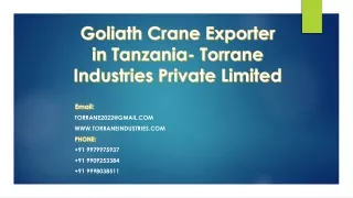 Goliath Crane Exporter in Tanzania- Torrane Industries Private