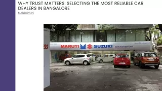 Why Trust Matters Selecting The Most Reliable Car Dealers In Bangalore