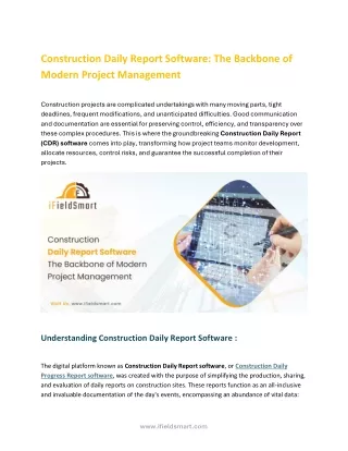 Construction Daily Report Software The Backbone of Modern Project Management