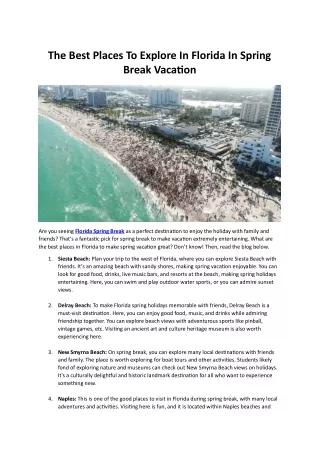 The Best Places To Explore In Florida In Spring Break Vacation