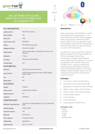 Smart 9W RGBW Low Glare Downlight by Greenhse Technologies