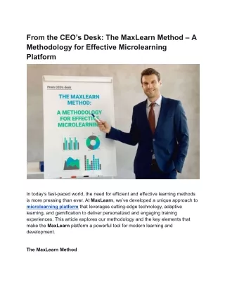 From the CEO’s Desk_ The MaxLearn Method – A Methodology for Effective Microlearning Platform