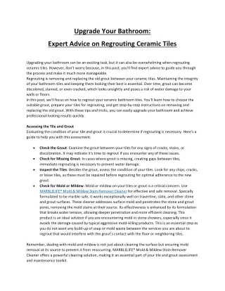 Upgrade Your Bathroom Expert Advice on Regrouting Ceramic Tiles