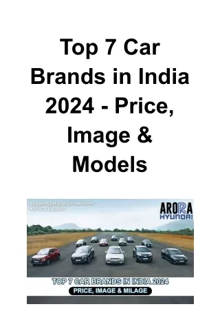 Copy of Top 7 Car Brands in India 2024 - Price, Image & Models