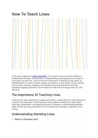 How To Teach Lines