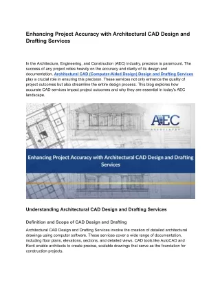 Enhancing Project Accuracy with Architectural CAD Design and Drafting Services