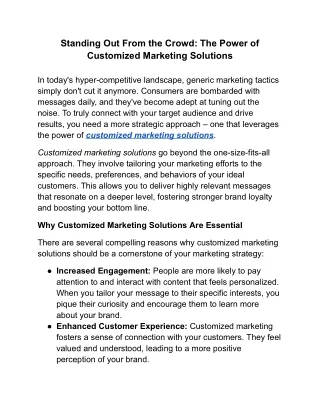 Customized Marketing Solutions