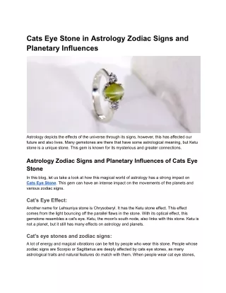 Cats Eye Stone in Astrology Zodiac Signs and Planetary Influences