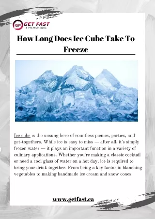 How Long Does Ice Cube Take To Freeze