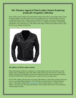 Mastering Men's Style: Exploring Jordecalf's Iconic Leather Jackets