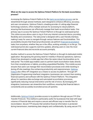 Ways to access the Optimus Fintech Platform for the bank reconciliation process_