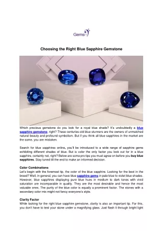 Choosing the Right Blue Sapphire Gemstone