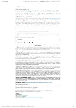 Europe Point-of-Care Diagnostics Market to be Worth $12.98 Billion by 2030