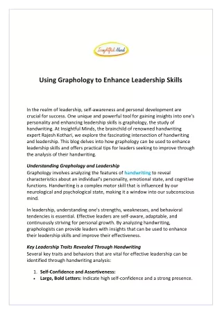 Using Graphology to Enhance Leadership Skills