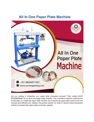 All In One Paper Plate Machine