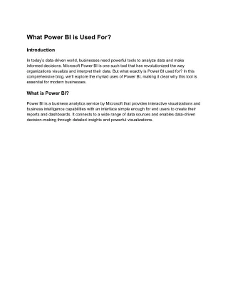 What Power BI is Used For
