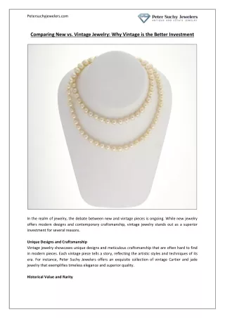Comparing New vs. Vintage Jewelry- Why Vintage is the Better Investment