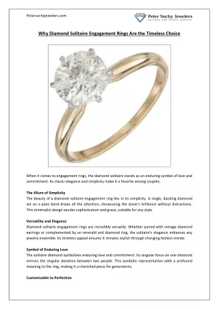 Why Diamond Solitaire Engagement Rings Are the Timeless Choice