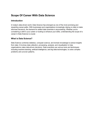 Scope Of Career With Data Science