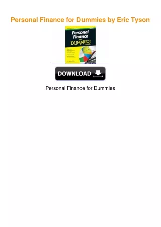 Personal Finance for Dummies by Eric Tyson