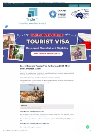 Czech Republic Tourist Visa Application India