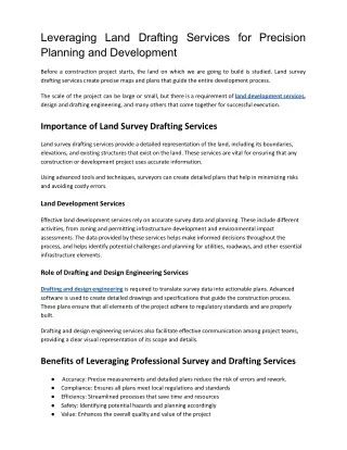 Leveraging Land Drafting Services for Precision Planning and Development