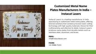 Customized Metal Name Plates Manufacturers in India - Instacut Lasers