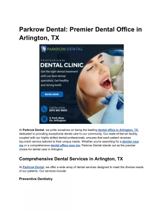 Parkrow Dental_ Premier Dental Office in Arlington, TX