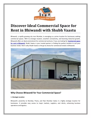 Prime Commercial Space for Rent in Bhiwandi