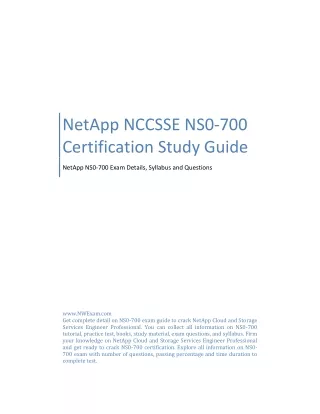 NetApp NCCSSE NS0-700 Certification Study Guide