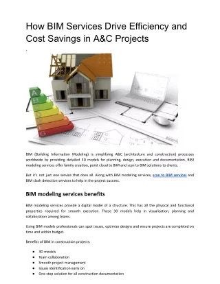 How BIM Services Drive Efficiency and Cost Savings in A&C Projects