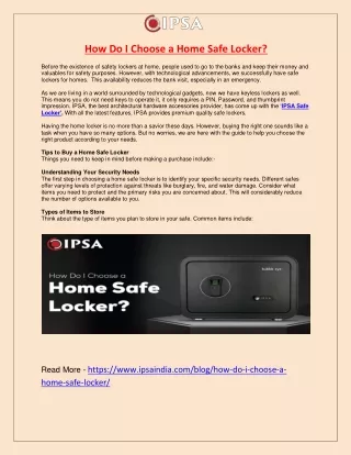 How Do I Choose a Home Safe Locker