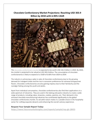 Growth of Chocolate Confectionery: CAGR 6.90% 2024-2034