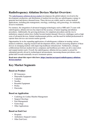 Radiofrequency Ablation Devices Market: Role in Enhancing Quality of Life for Ch
