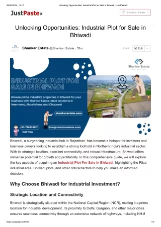 Unlocking Opportunities_ Industrial Plot for Sale in Bhiwadi