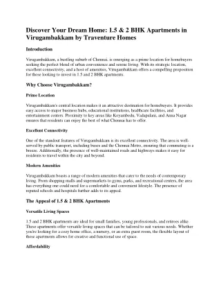 Premium 2 BHK Flats for Sale in Virugambakkam | Traventure Home