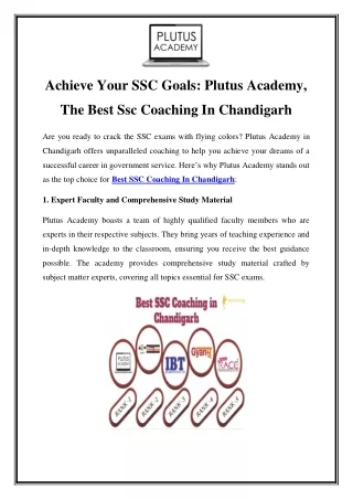 Best SSC Coaching in Chandigarh at Plutus Academy - Top SSC Classes