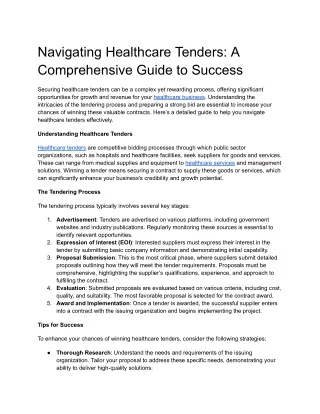 Navigating Healthcare Tenders_ A Comprehensive Guide to Success