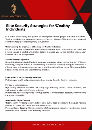 Elite Security Strategies for Wealthy Individuals