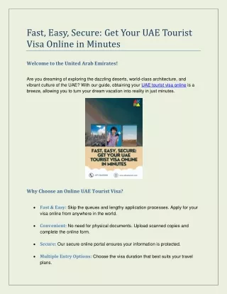 Fast, Easy, Secure Get Your UAE Tourist Visa Online in Minutes