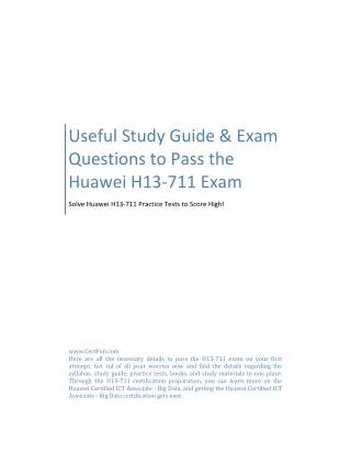 Useful Study Guide & Exam Questions to Pass the Huawei H13-711 Exam