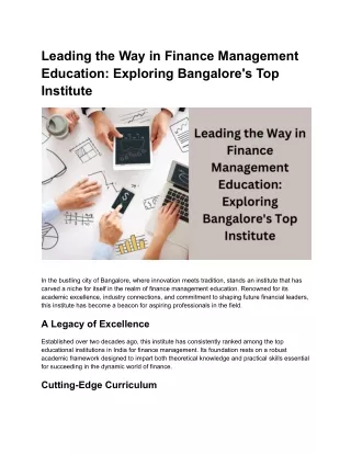 Leading the Way in Finance Management Education_ Exploring Bangalore's Top Institute