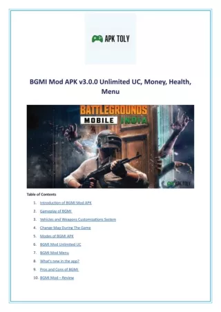 BGMI Mod APK v3.0.0 Unlimited UC, Money, Health, Menu