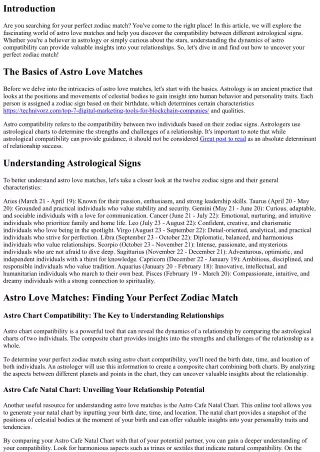 Astro Love Matches: Finding Your Perfect Zodiac Match