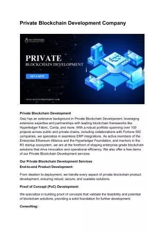 Private Blockchain Development Services | How To Create a Private Blockchain