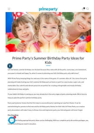 Prime Party's Summer Birthday Party Ideas for Kids