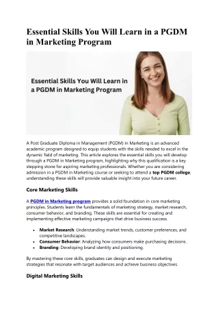 Essential Skills You Will Learn in a PGDM in Marketing Program