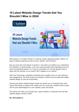 10 Latest Website Design Trends that You Shouldn’t Miss in 2024