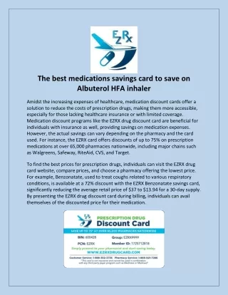 The best medications savings card to save on Albuterol HFA inhaler