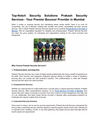 Top-Notch Security Solutions Prakash Security Services - Your Premier Bouncer